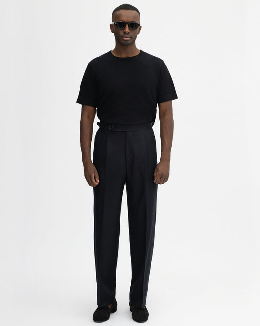 Black Flannel Wool Trousers