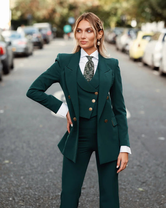 Emerald Green Tailored Three Piece Suit for women