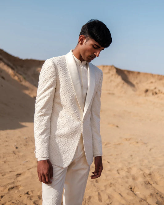 White Cupro Tuxedo Pants