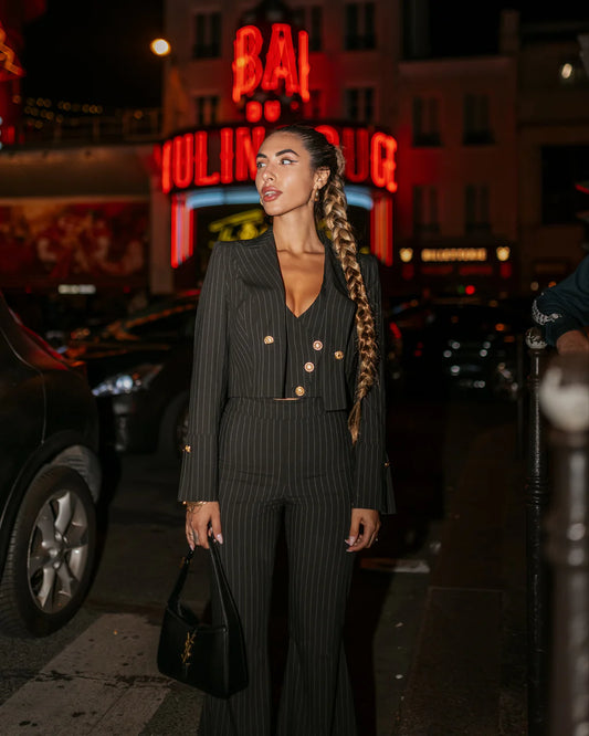 Black Pinstripe Formal Suit for women