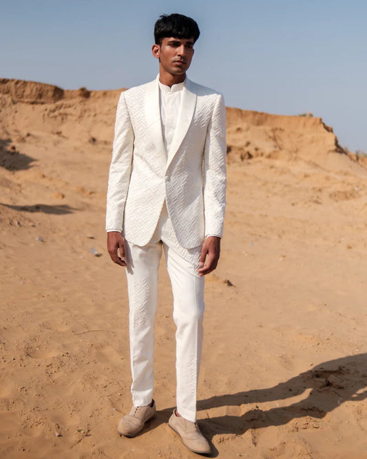 White Cupro Tuxedo Pants