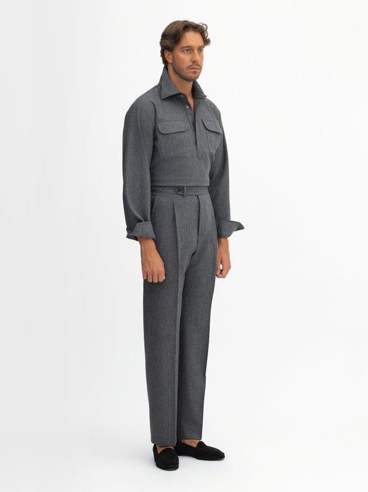 Grey Flannel Wool Trousers