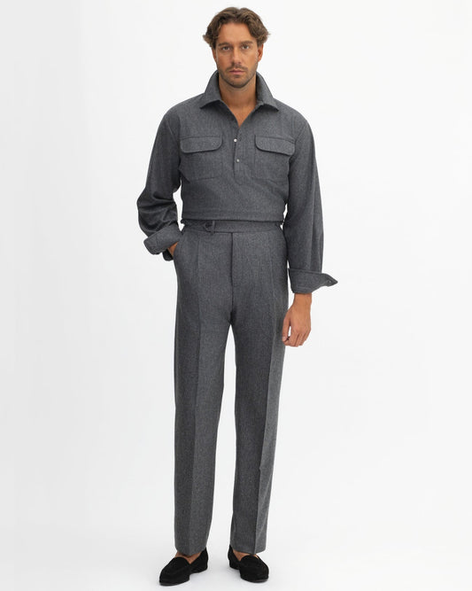 Grey Flannel Wool Trousers