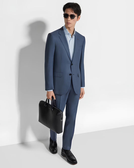 Petrol Blue Virgin wool Suit by Zegna