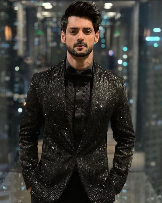 The Line Sequin Black Tuxedo Jacket