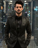 The Line Sequin Black Tuxedo Jacket The Line Sequin Black Tuxedo Jacket