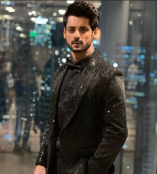 The Line Sequin Black Tuxedo Jacket