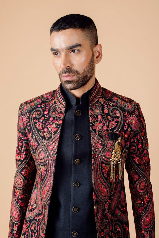 Front open Indowestern set for men. Indian Wedding dress