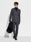 Dark Grey Flannel Double Breasted Suit by Zegna