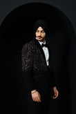 Rose-gold Crystal Shower Black Tuxedo