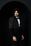 Rose-gold Crystal Shower Black Tuxedo