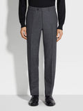 Dark Grey Flannel Double Breasted Suit by Zegna