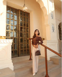 Egg White Sculpted High Waist Trouser