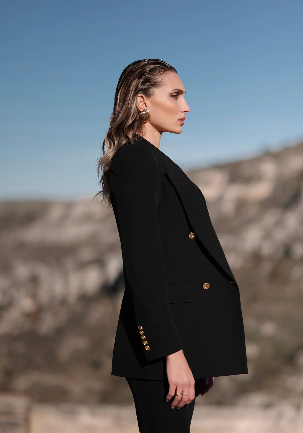 Black Tailored Three piece suit for women