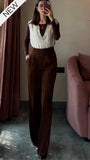 Choclate Brown Pleated High Waist Trouser