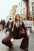 Brown Tailored Three Piece Suit for women