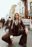 Brown Tailored Three Piece Suit for women