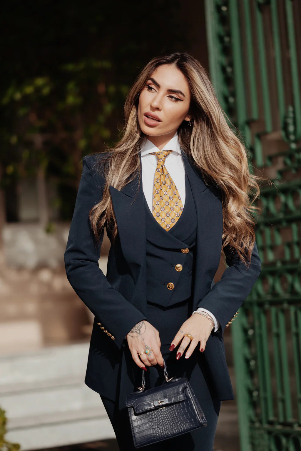 Navy Blue Tailored Three Piece Suit for Women