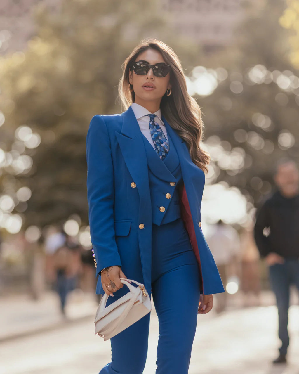 blue dress for baby girl Royal Blue Tailored Three Piece Suit for Women – madhumancouture