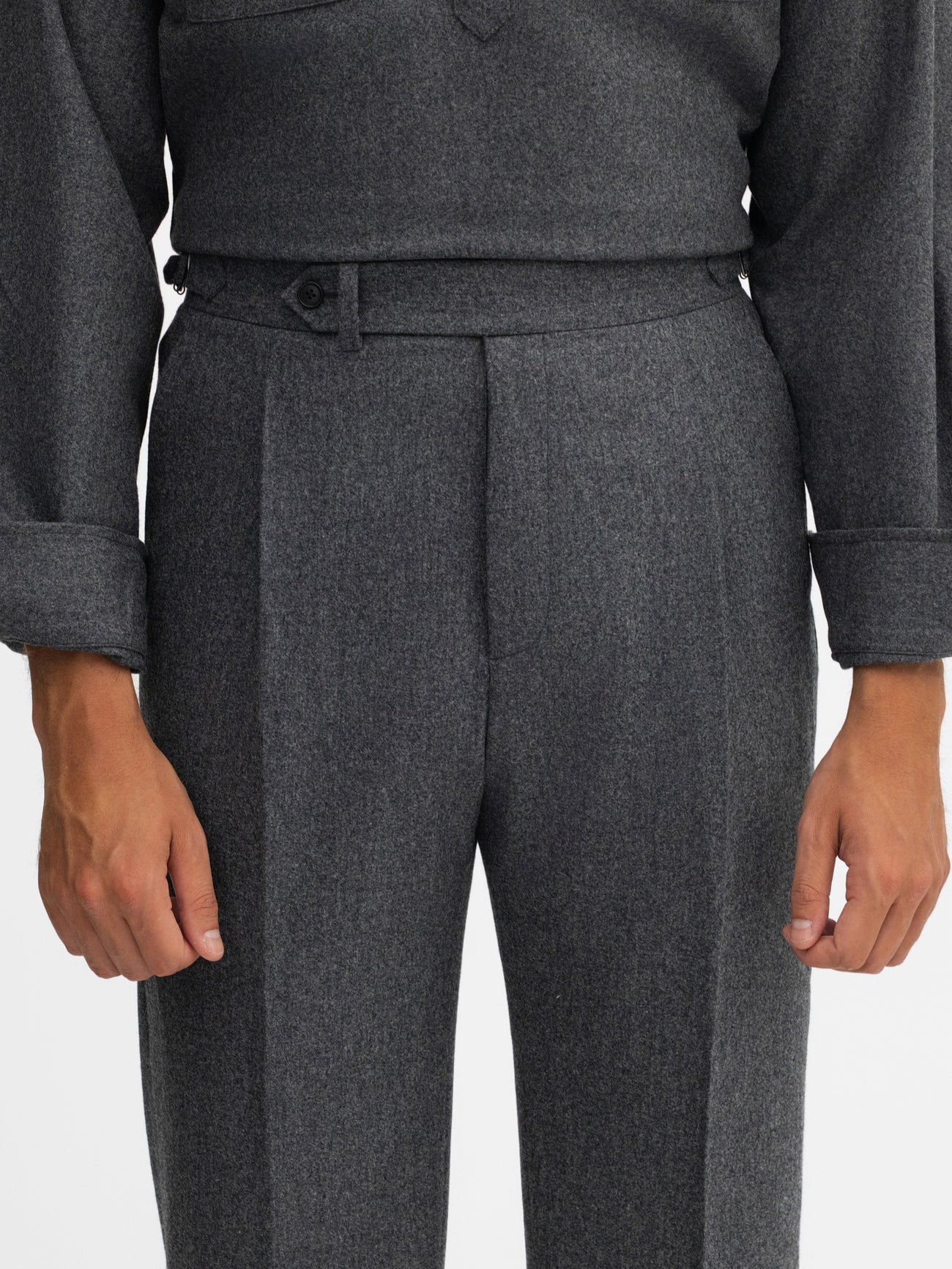 Grey Flannel Wool Trousers