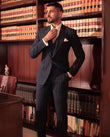 Navy Blue Pinstripe Suit by Ried and Taylor