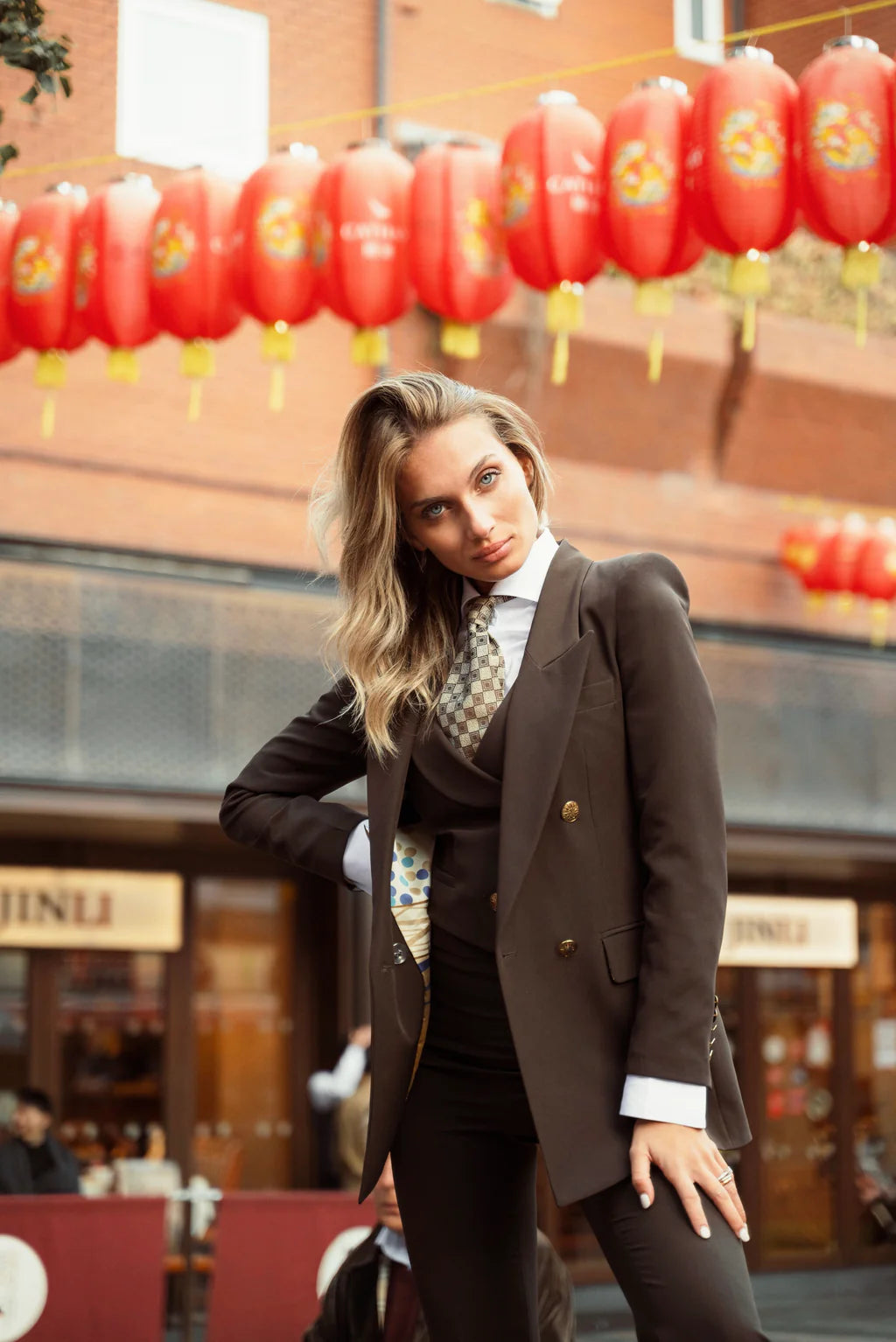 Brown Tailored Three Piece Suit for women