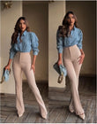 Egg White Sculpted High Waist Trouser