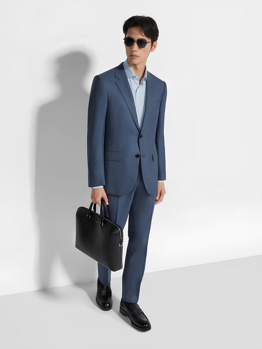 Petrol Blue Virgin wool Suit by Zegna