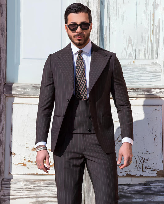 Black Pinstripe Suit by Reid and Taylor