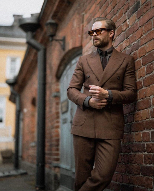 Classic Brown Double Breasted Suit.