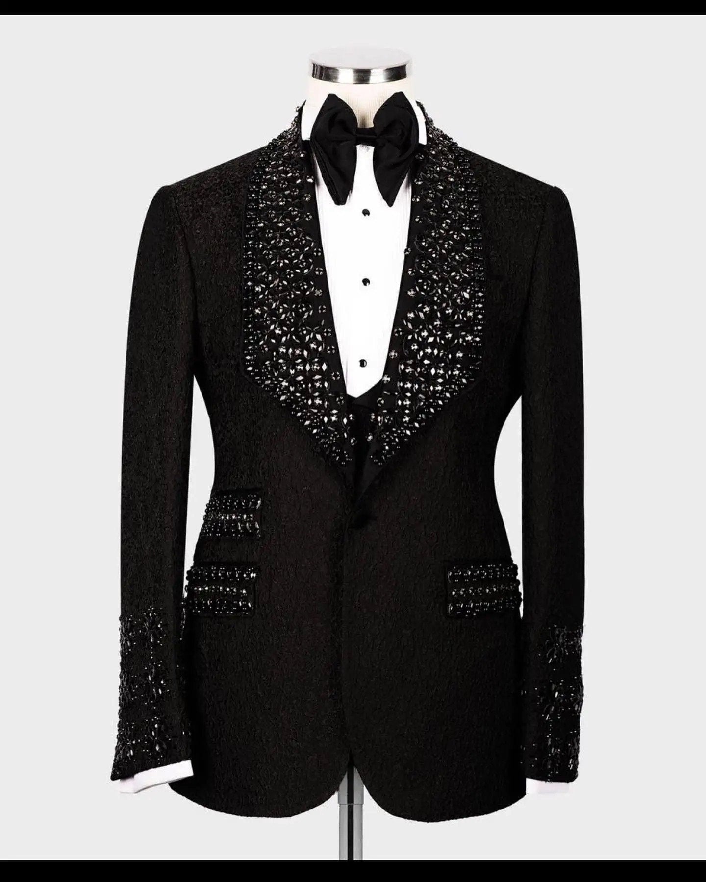 Black Flower Crystal Tuxedo