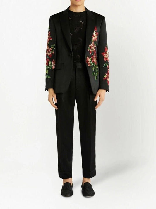 Hand Embroidered Black Floral Bliss Jacket