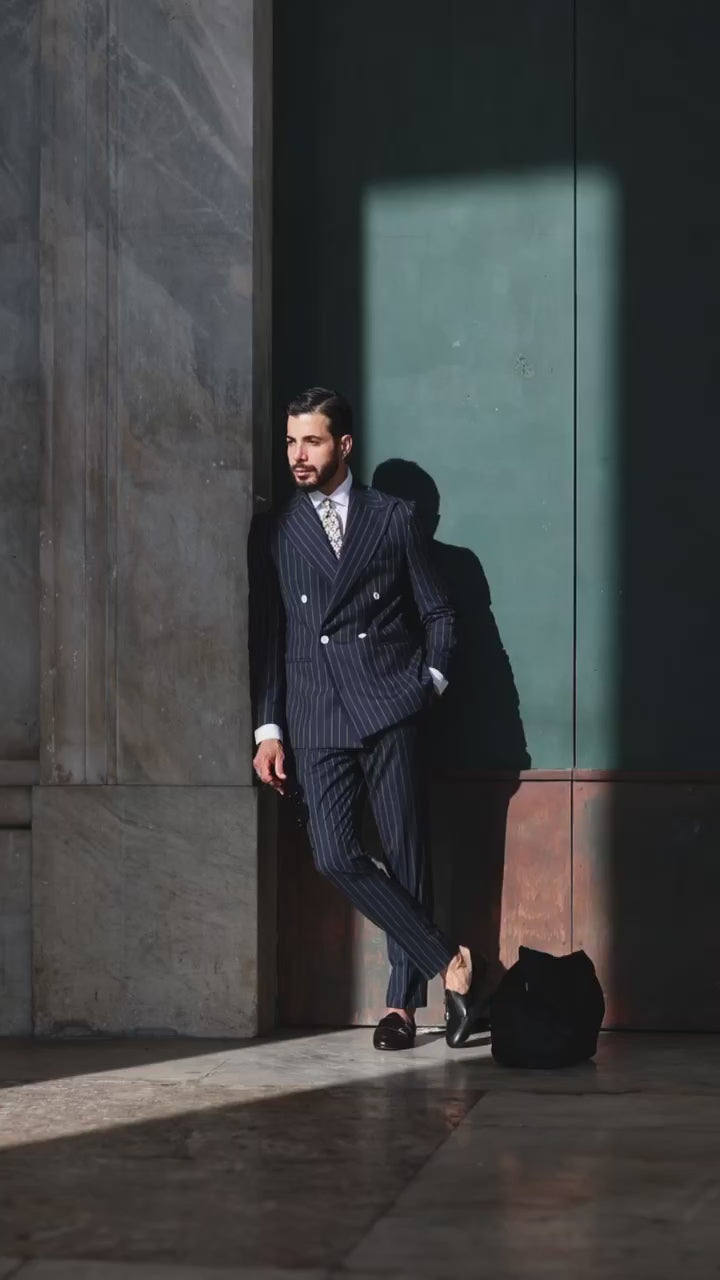 Dark Navy Pinstripe suit by Reid and Taylor Scotland