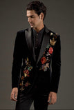 Hand Embroidered Black velvet tuxedo