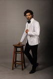 Embroidered White Sequin Tuxedo