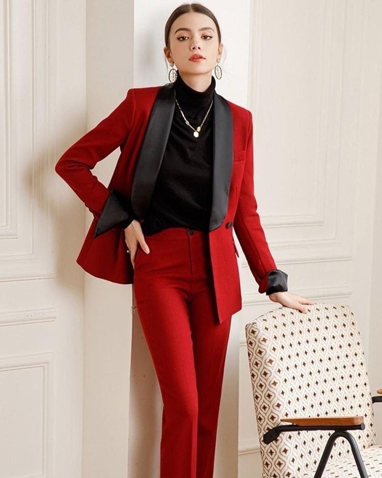 Red Tuxedo Jacket for Women – madhumancouture